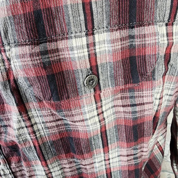 Kuhl Button Front Shirt Long Sleeve Plaid Red Black Cream Size  XL - Picture 7 of 13